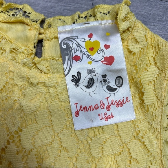 Jenna & Jessie Girls Yellow Lace Dress 5 - Picture 5 of 7